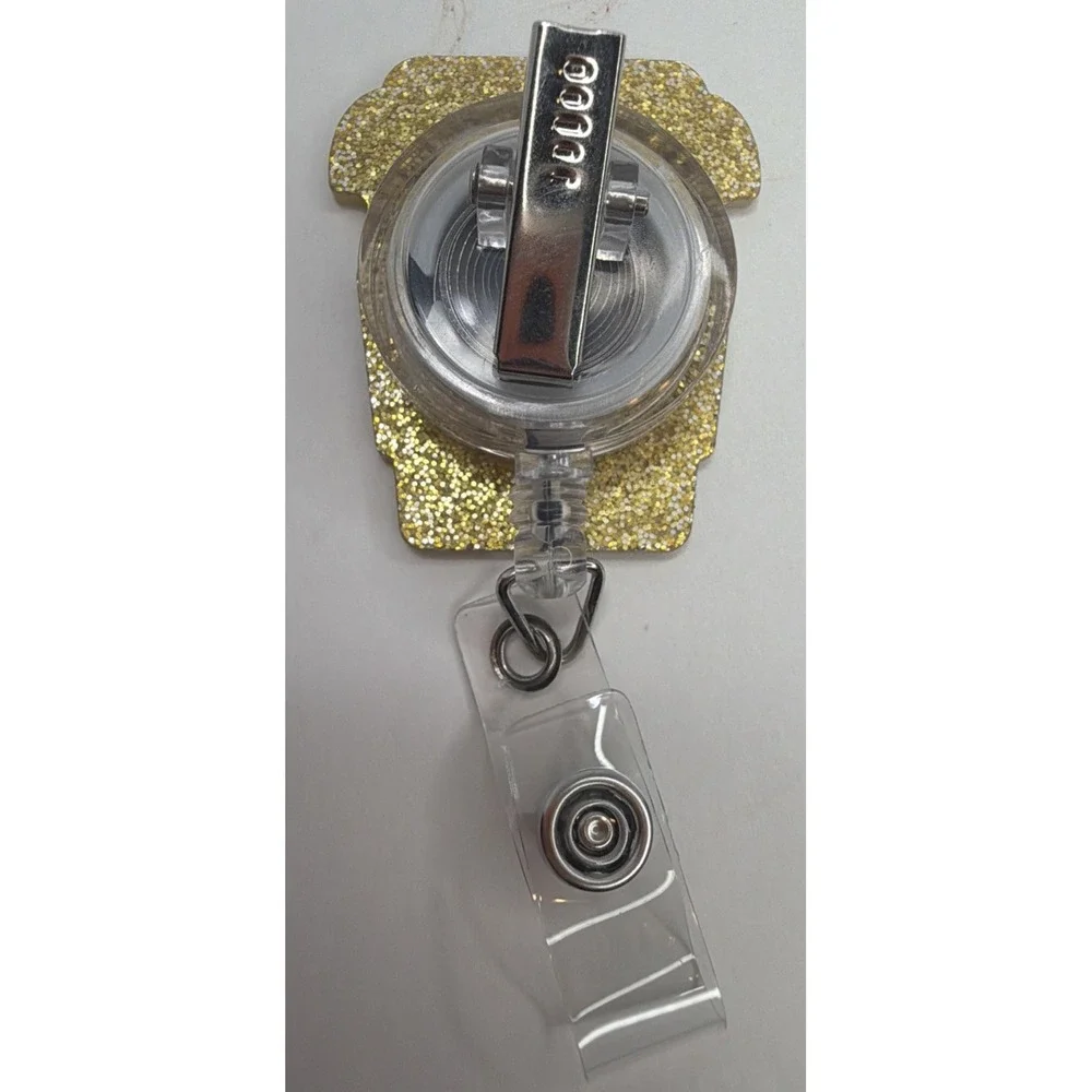 Cute Leopard Coffee Scrub Heart Retractable Badge Reel with ID Clip NEW